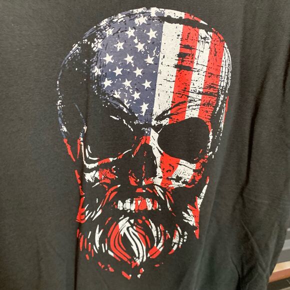 Rothco US Flag Bearded Skull Black Men's T-Shirt Sz Large Cotton Blend Patriotic - Picture 3 of 7